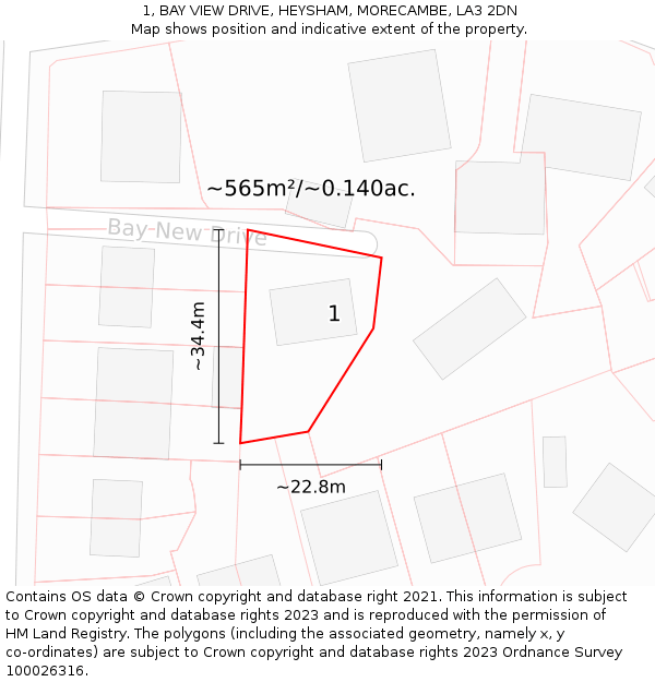 1, BAY VIEW DRIVE, HEYSHAM, MORECAMBE, LA3 2DN: Plot and title map