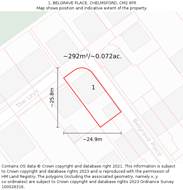 1, BELGRAVE PLACE, CHELMSFORD, CM2 6FR: Plot and title map