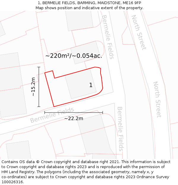 1, BERMELIE FIELDS, BARMING, MAIDSTONE, ME16 9FP: Plot and title map