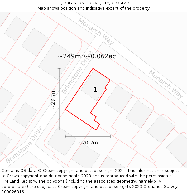 1, BRIMSTONE DRIVE, ELY, CB7 4ZB: Plot and title map