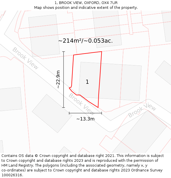 1, BROOK VIEW, OXFORD, OX4 7UR: Plot and title map