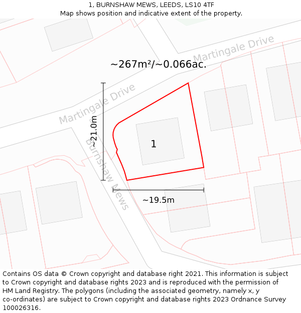 1, BURNSHAW MEWS, LEEDS, LS10 4TF: Plot and title map