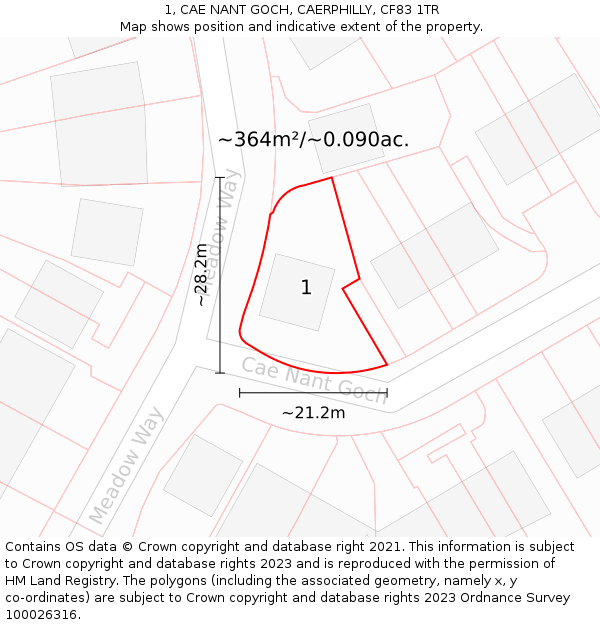 1, CAE NANT GOCH, CAERPHILLY, CF83 1TR: Plot and title map