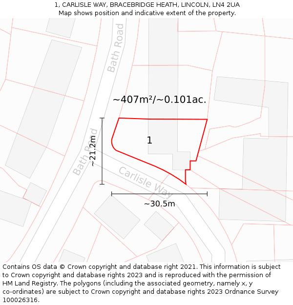 1, CARLISLE WAY, BRACEBRIDGE HEATH, LINCOLN, LN4 2UA: Plot and title map