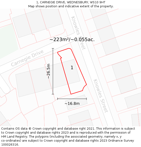 1, CARNEGIE DRIVE, WEDNESBURY, WS10 9HT: Plot and title map