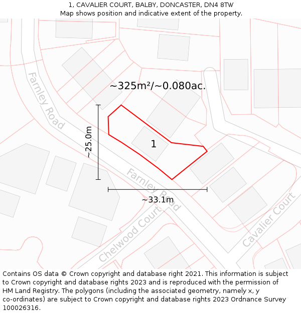 1, CAVALIER COURT, BALBY, DONCASTER, DN4 8TW: Plot and title map