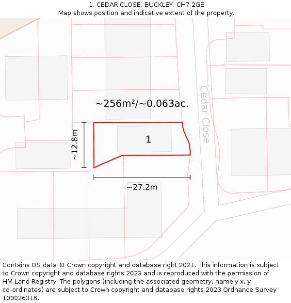 1, CEDAR CLOSE, BUCKLEY, CH7 2GE: Plot and title map