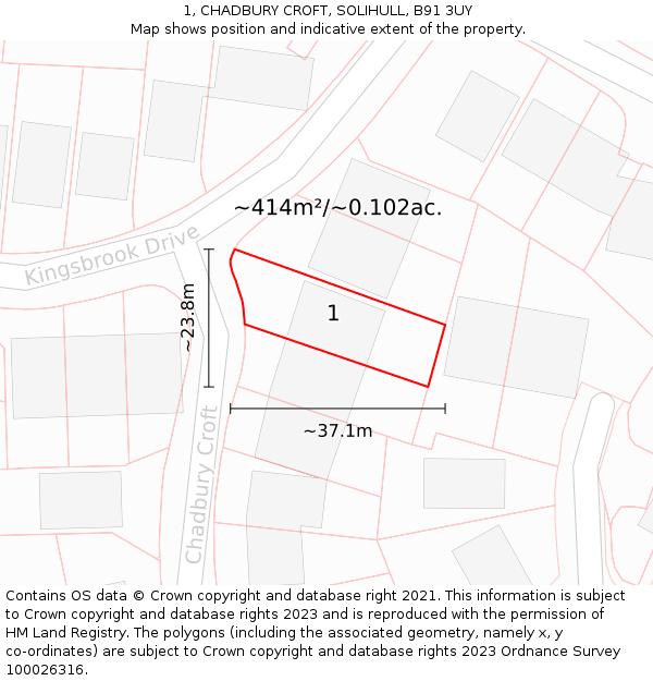 1, CHADBURY CROFT, SOLIHULL, B91 3UY: Plot and title map