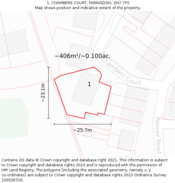 1, CHAMBERS COURT, FARINGDON, SN7 7FS: Plot and title map