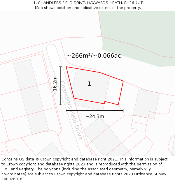 1, CHANDLERS FIELD DRIVE, HAYWARDS HEATH, RH16 4UT: Plot and title map