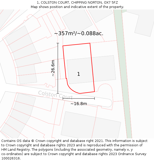 1, COLSTON COURT, CHIPPING NORTON, OX7 5FZ: Plot and title map