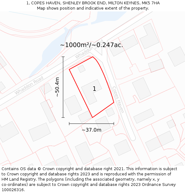 1, COPES HAVEN, SHENLEY BROOK END, MILTON KEYNES, MK5 7HA: Plot and title map