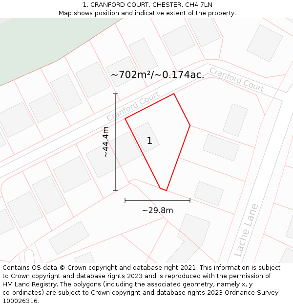 1, CRANFORD COURT, CHESTER, CH4 7LN: Plot and title map