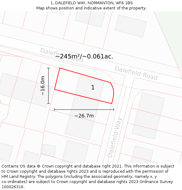 1, DALEFIELD WAY, NORMANTON, WF6 1BS: Plot and title map