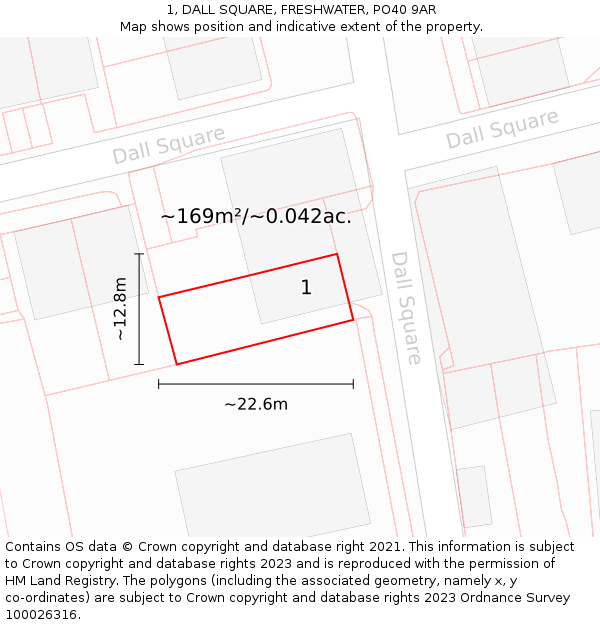 1, DALL SQUARE, FRESHWATER, PO40 9AR: Plot and title map