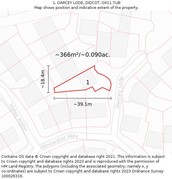 1, DARCEY LODE, DIDCOT, OX11 7UB: Plot and title map