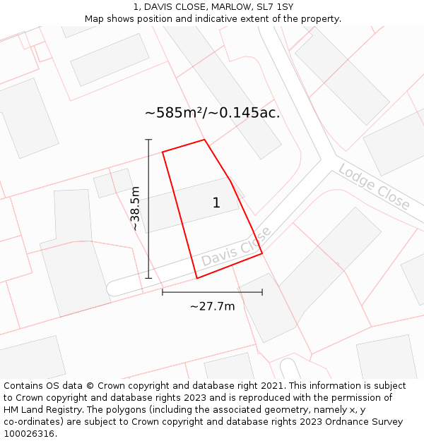 1, DAVIS CLOSE, MARLOW, SL7 1SY: Plot and title map