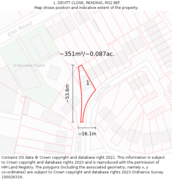 1, DEVITT CLOSE, READING, RG2 8EF: Plot and title map