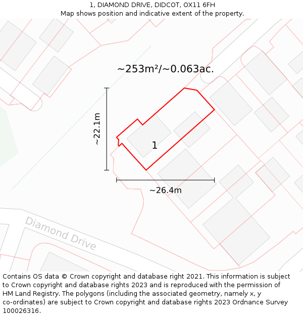 1, DIAMOND DRIVE, DIDCOT, OX11 6FH: Plot and title map