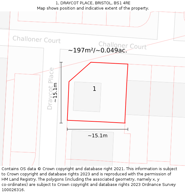 1, DRAYCOT PLACE, BRISTOL, BS1 4RE: Plot and title map