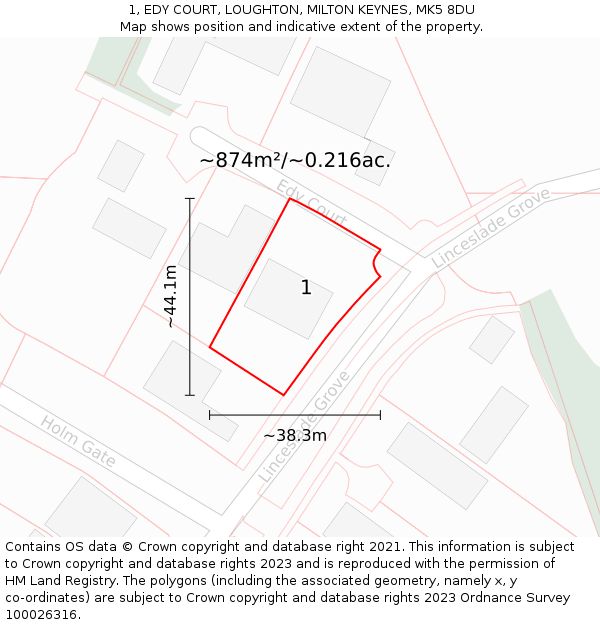 1, EDY COURT, LOUGHTON, MILTON KEYNES, MK5 8DU: Plot and title map