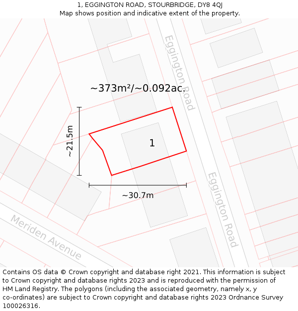 1, EGGINGTON ROAD, STOURBRIDGE, DY8 4QJ: Plot and title map