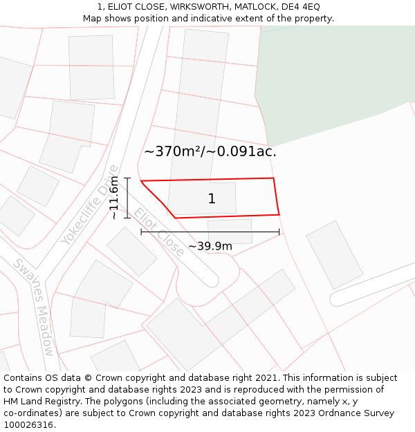 1, ELIOT CLOSE, WIRKSWORTH, MATLOCK, DE4 4EQ: Plot and title map