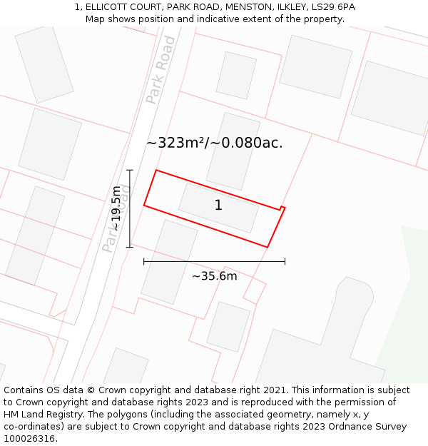 1, ELLICOTT COURT, PARK ROAD, MENSTON, ILKLEY, LS29 6PA: Plot and title map