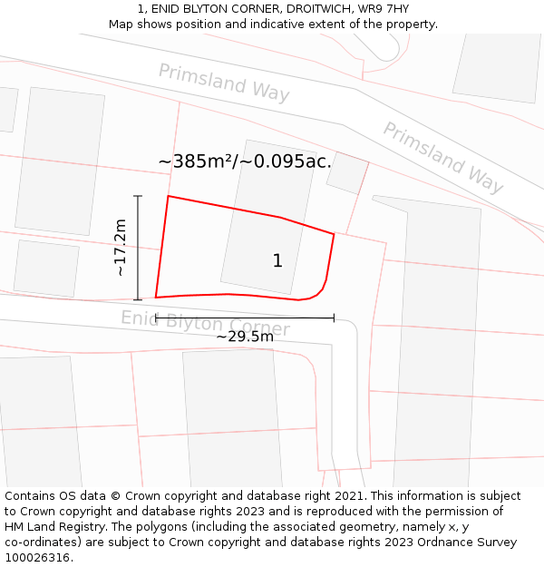 1, ENID BLYTON CORNER, DROITWICH, WR9 7HY: Plot and title map