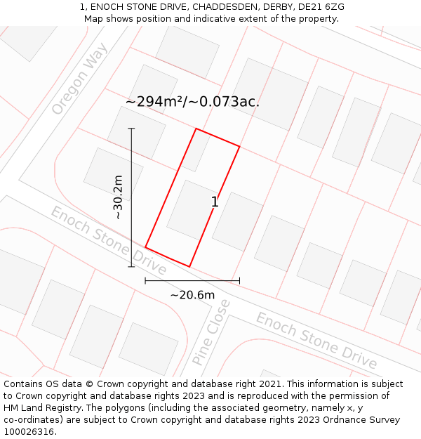 1, ENOCH STONE DRIVE, CHADDESDEN, DERBY, DE21 6ZG: Plot and title map