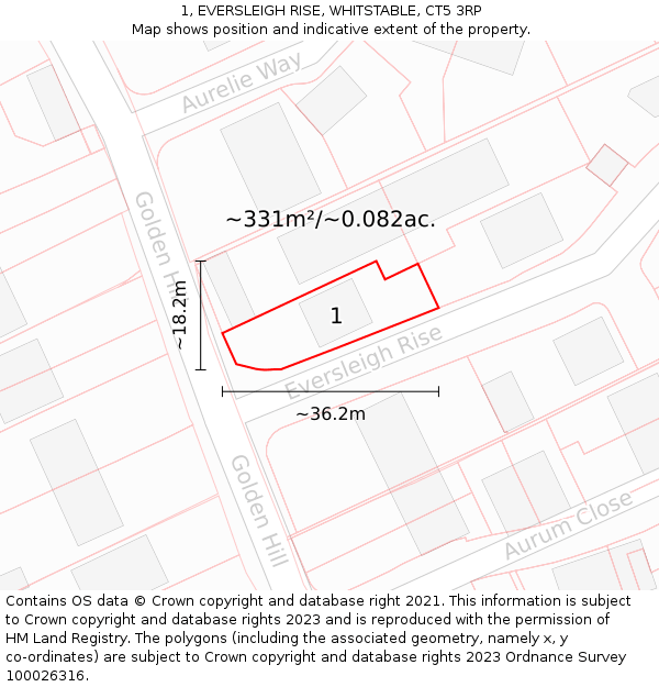 1, EVERSLEIGH RISE, WHITSTABLE, CT5 3RP: Plot and title map