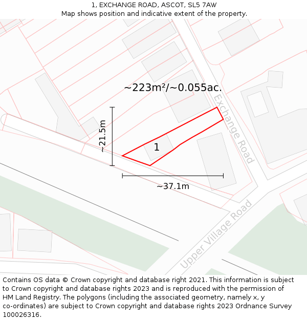 1, EXCHANGE ROAD, ASCOT, SL5 7AW: Plot and title map