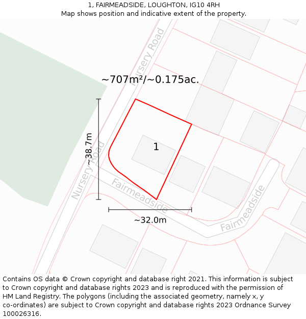 1, FAIRMEADSIDE, LOUGHTON, IG10 4RH: Plot and title map