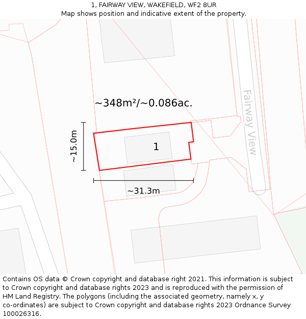 1, FAIRWAY VIEW, WAKEFIELD, WF2 8UR: Plot and title map