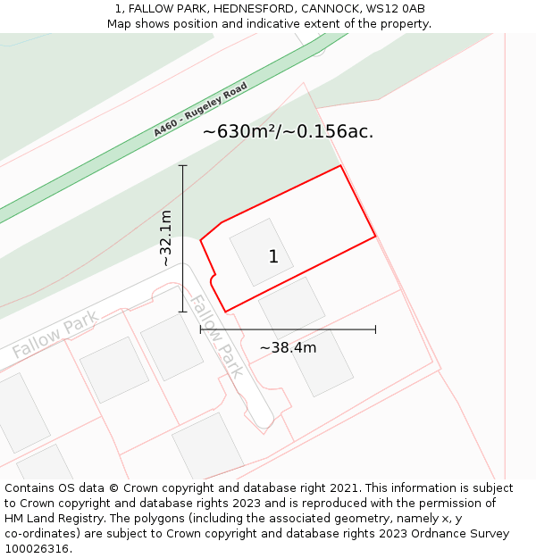 1, FALLOW PARK, HEDNESFORD, CANNOCK, WS12 0AB: Plot and title map