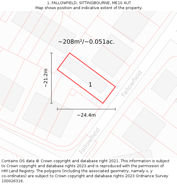 1, FALLOWFIELD, SITTINGBOURNE, ME10 4UT: Plot and title map