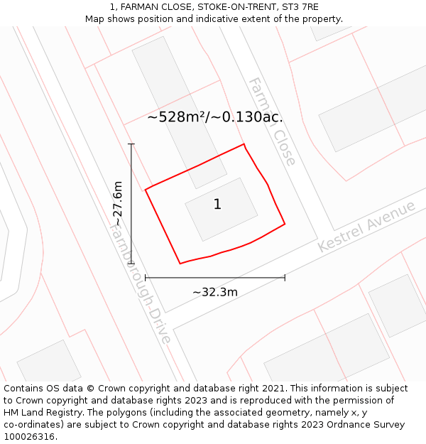 1, FARMAN CLOSE, STOKE-ON-TRENT, ST3 7RE: Plot and title map