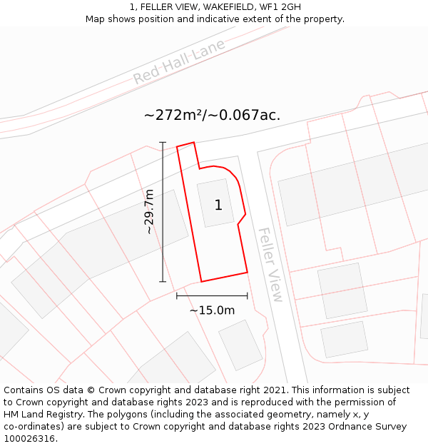 1, FELLER VIEW, WAKEFIELD, WF1 2GH: Plot and title map