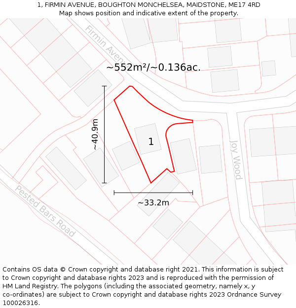 1, FIRMIN AVENUE, BOUGHTON MONCHELSEA, MAIDSTONE, ME17 4RD: Plot and title map
