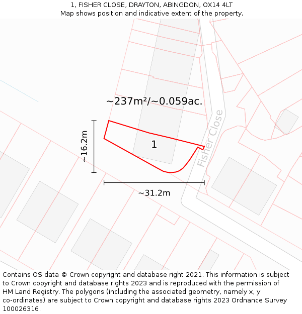 1, FISHER CLOSE, DRAYTON, ABINGDON, OX14 4LT: Plot and title map