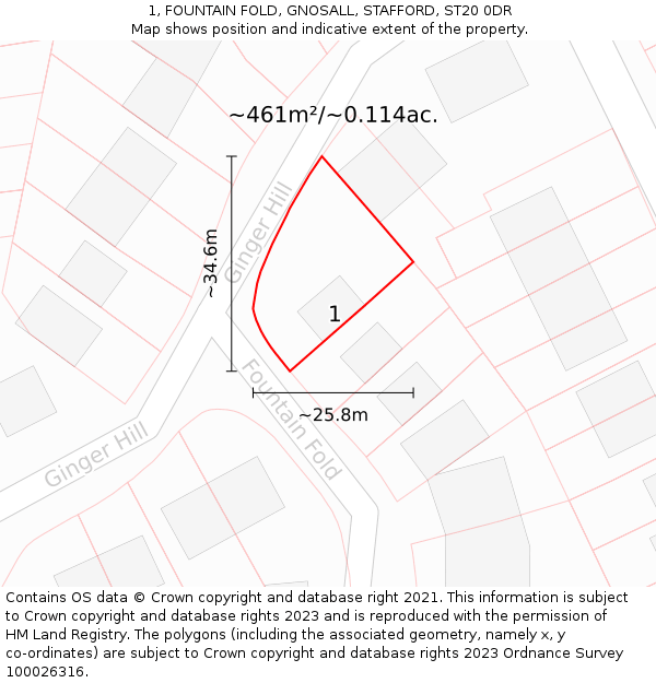 1, FOUNTAIN FOLD, GNOSALL, STAFFORD, ST20 0DR: Plot and title map