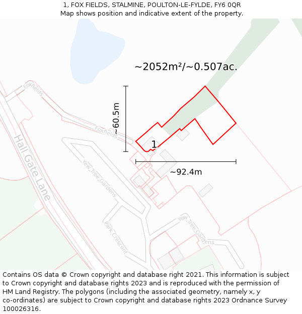 1, FOX FIELDS, STALMINE, POULTON-LE-FYLDE, FY6 0QR: Plot and title map