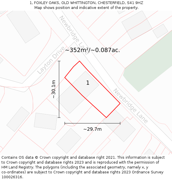 1, FOXLEY OAKS, OLD WHITTINGTON, CHESTERFIELD, S41 9HZ: Plot and title map