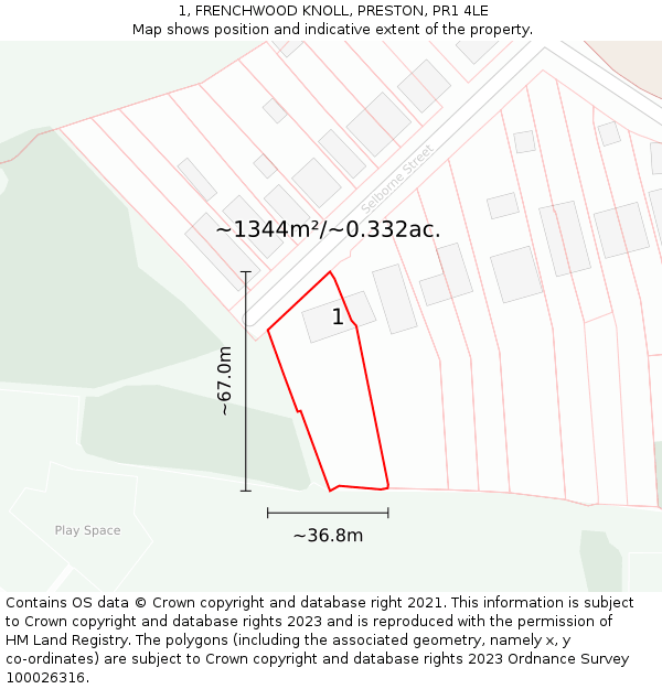 1, FRENCHWOOD KNOLL, PRESTON, PR1 4LE: Plot and title map