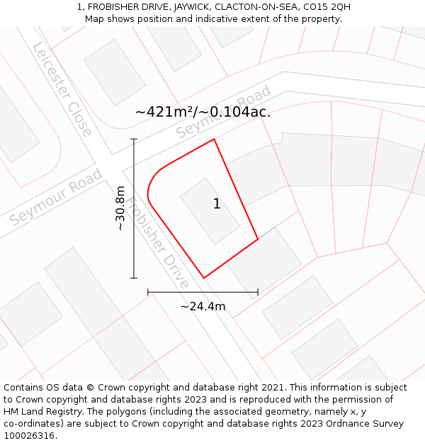 1, FROBISHER DRIVE, JAYWICK, CLACTON-ON-SEA, CO15 2QH: Plot and title map