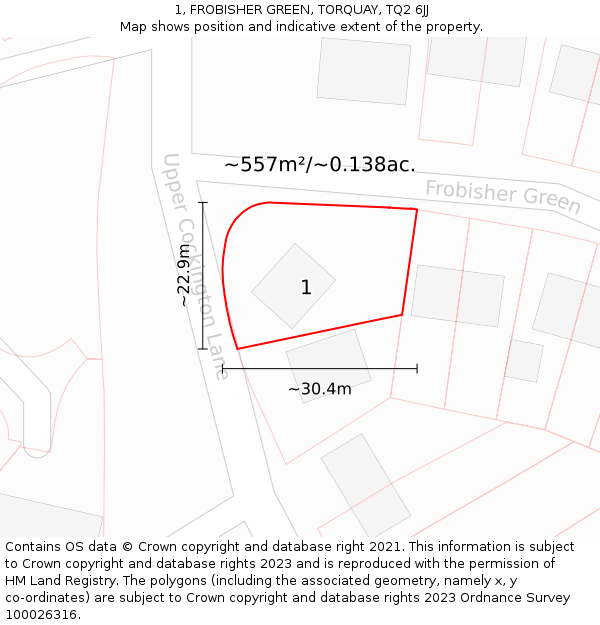 1, FROBISHER GREEN, TORQUAY, TQ2 6JJ: Plot and title map