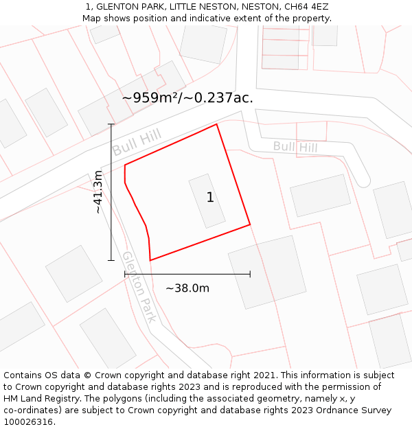 1, GLENTON PARK, LITTLE NESTON, NESTON, CH64 4EZ: Plot and title map