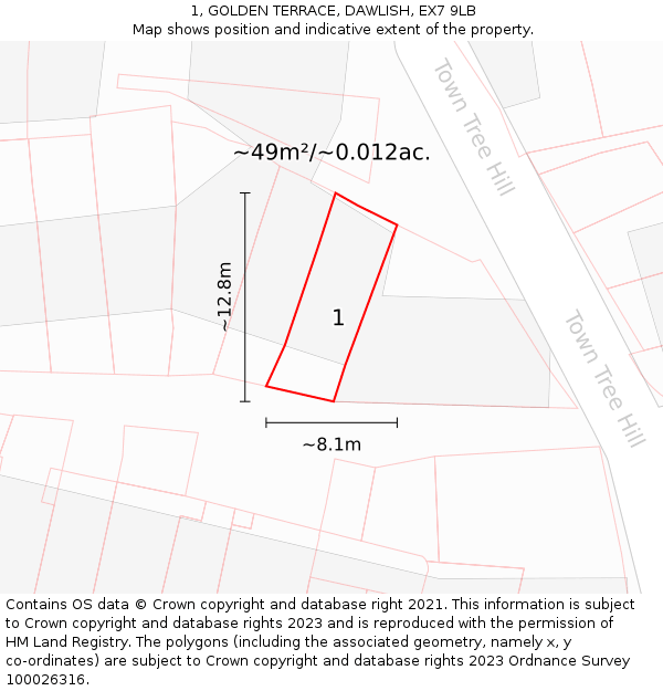 1, GOLDEN TERRACE, DAWLISH, EX7 9LB: Plot and title map