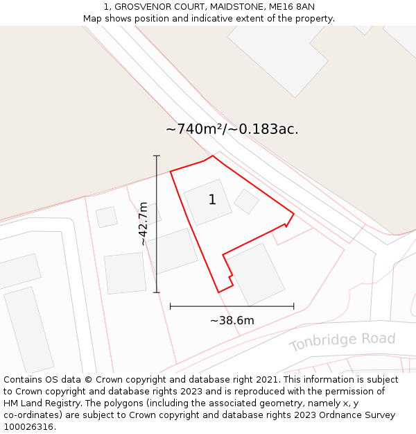 1, GROSVENOR COURT, MAIDSTONE, ME16 8AN: Plot and title map