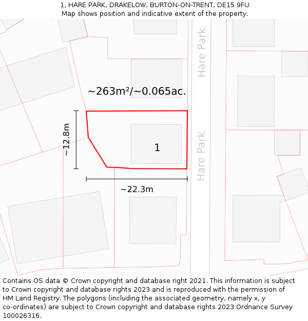 1, HARE PARK, DRAKELOW, BURTON-ON-TRENT, DE15 9FU: Plot and title map